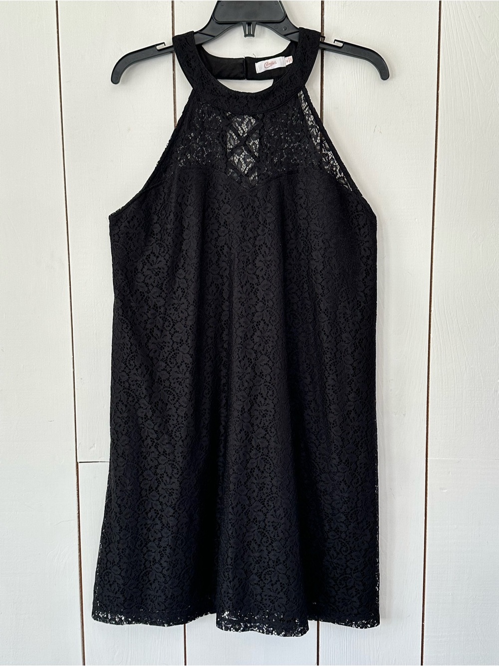Candie’s Black Lace Halter Dress Sz ZL Goth Vamp